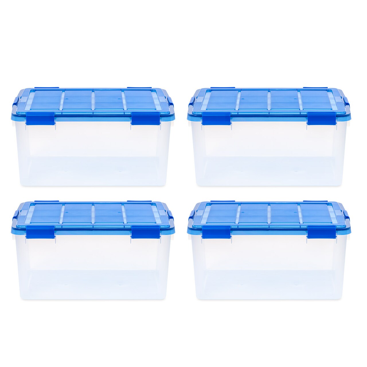 IRIS USA 4Pack 62qt WEATHERPRO Airtight Plastic Storage Bin with Lid and Seal and Secure Latching Buckles